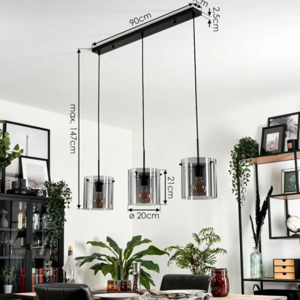 hofstein Suspension Parane Fumé, 3 lumières* Lampes Modernes