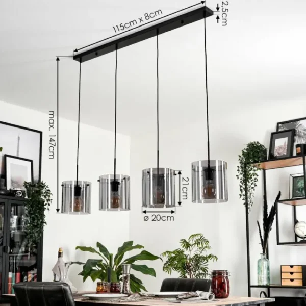 hofstein Suspension Parane Fumé, 4 lumières* Lampes Modernes