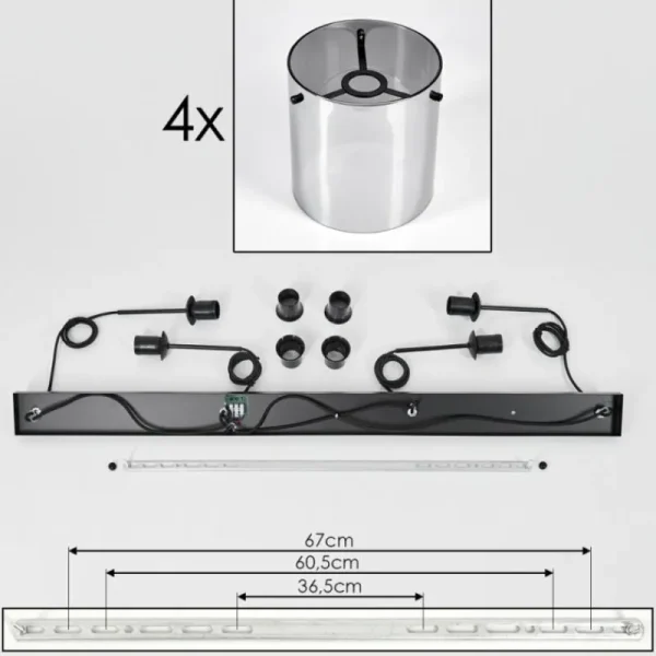 hofstein Suspension Parane Fumé, 4 lumières* Lampes Modernes