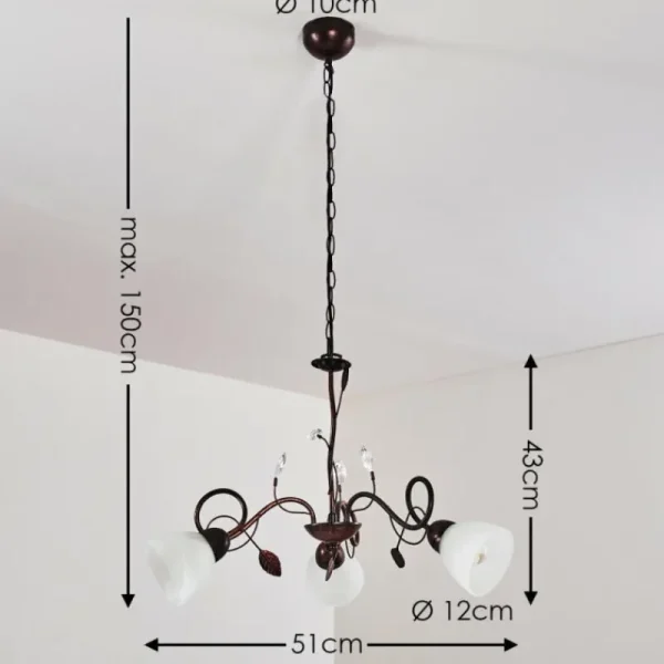 hofstein Suspension Peccia Rouille, 3 lumières* Lampes En Verre