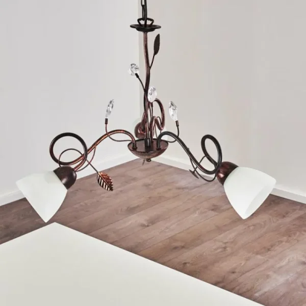 hofstein Suspension Peccia Rouille, 3 lumières* Lampes En Verre