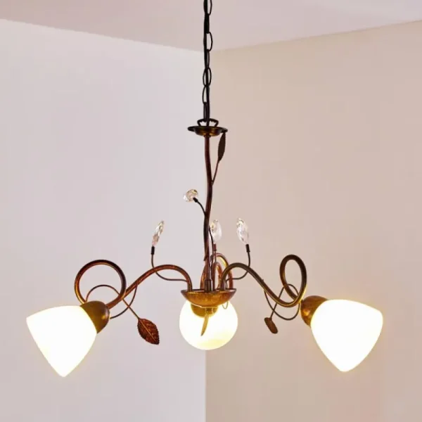 hofstein Suspension Peccia Rouille, 3 lumières* Lampes En Verre