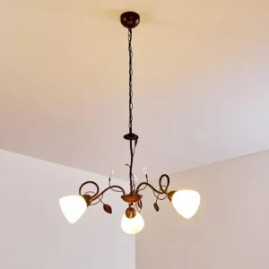 hofstein Suspension Peccia Rouille, 3 lumières* Lampes En Verre