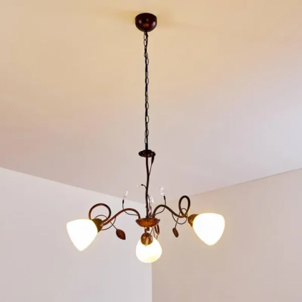 hofstein Suspension Peccia Rouille, 3 lumières* Lampes En Verre