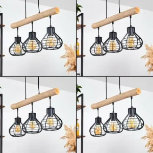 hofstein Suspension Pila Écru, Noir, 3 lumières* Lampes Modernes