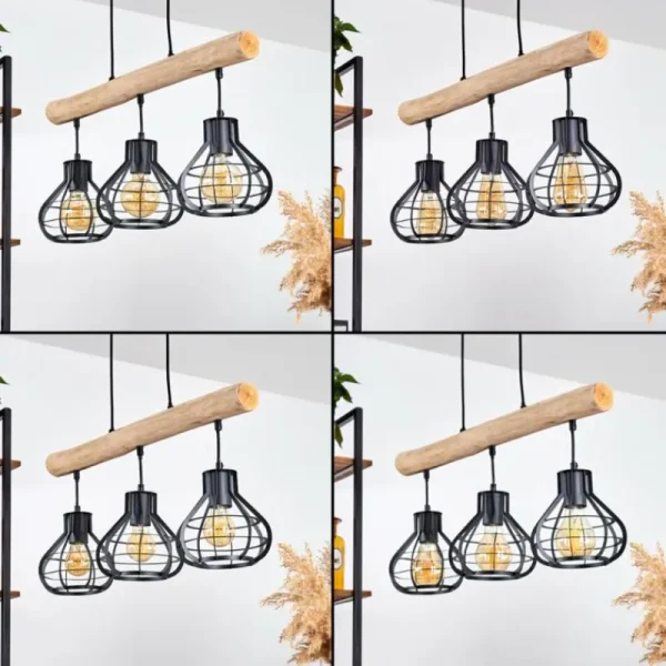 hofstein Suspension Pila Écru, Noir, 3 lumières* Lampes Modernes