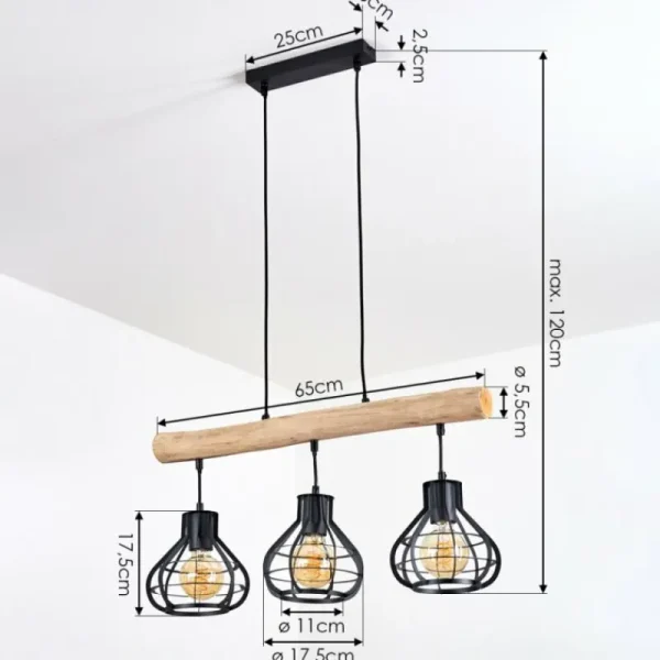 hofstein Suspension Pila Écru, Noir, 3 lumières* Lampes Modernes