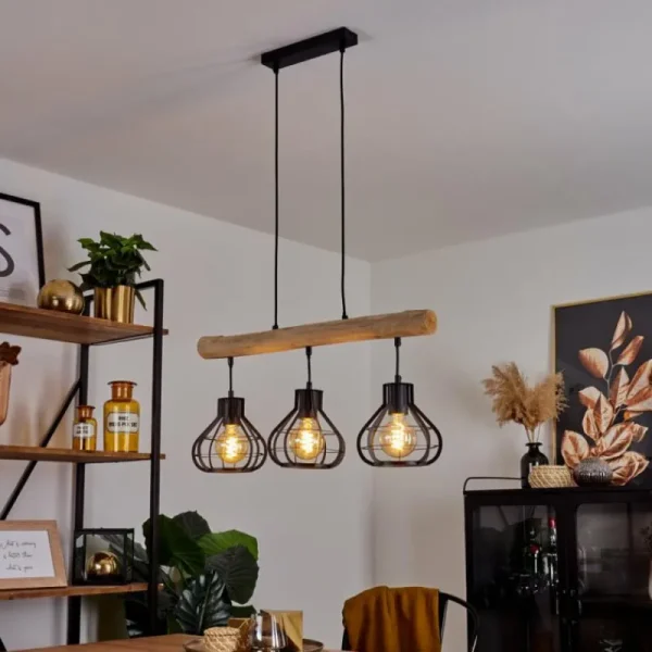 hofstein Suspension Pila Écru, Noir, 3 lumières* Lampes Modernes