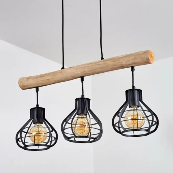 hofstein Suspension Pila Écru, Noir, 3 lumières* Lampes Modernes