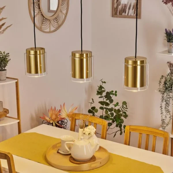 hofstein Suspension Pimeirol Noir, 3 lumières* Lampes En Verre