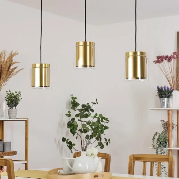 hofstein Suspension Pimeirol Noir, 3 lumières* Lampes En Verre