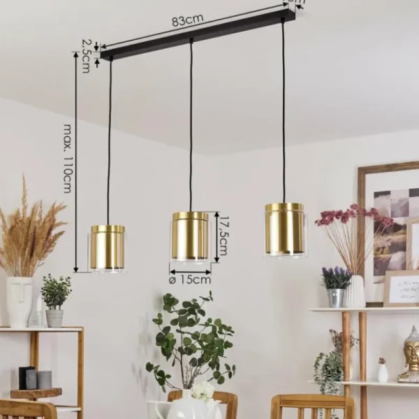 hofstein Suspension Pimeirol Noir, 3 lumières* Lampes En Verre