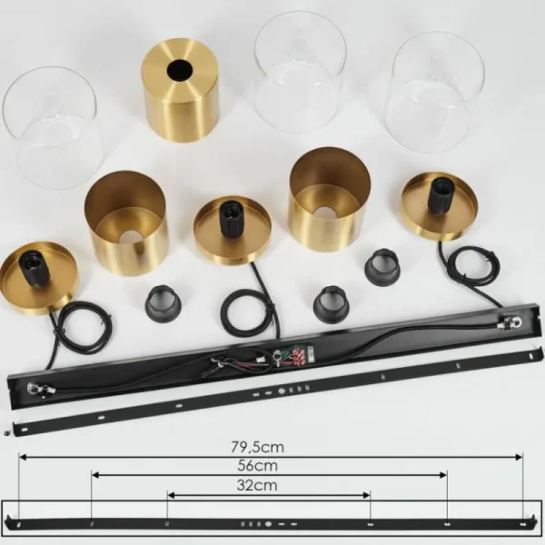 hofstein Suspension Pimeirol Noir, 3 lumières* Lampes En Verre
