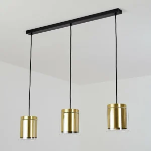 hofstein Suspension Pimeirol Noir, 3 lumières* Lampes En Verre