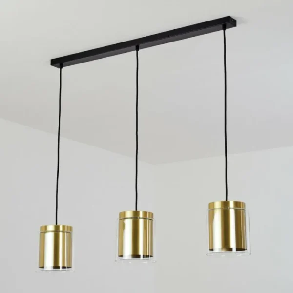 hofstein Suspension Pimeirol Noir, 3 lumières* Lampes En Verre