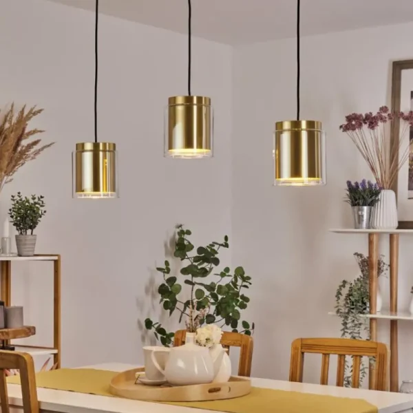 hofstein Suspension Pimeirol Noir, 3 lumières* Lampes En Verre
