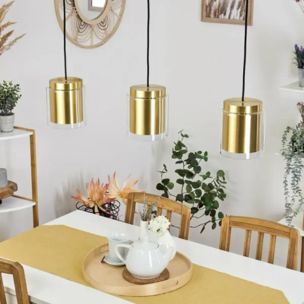 hofstein Suspension Pimeirol Noir, 3 lumières* Lampes En Verre