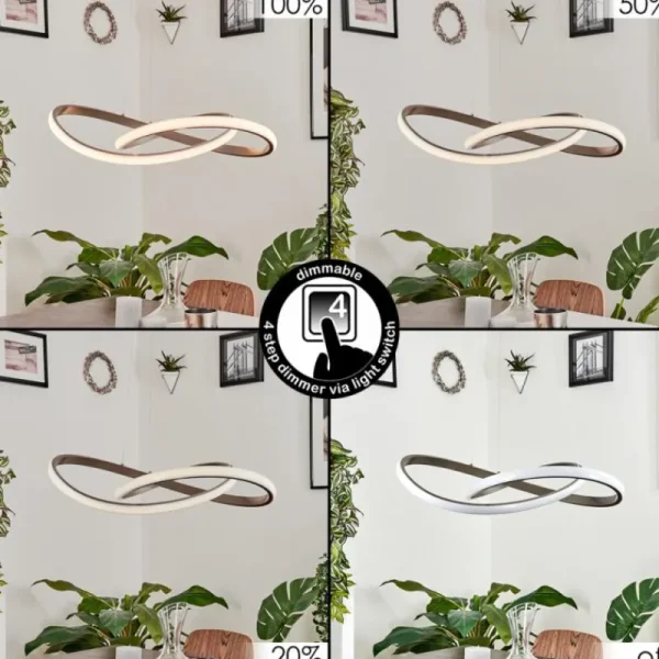 hofstein Suspension Pitasch LED Nickel mat, 1 lumière* Lampes Modernes