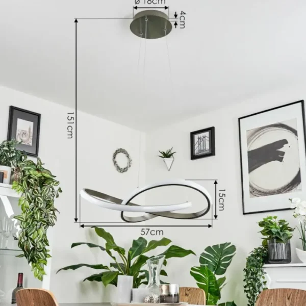 hofstein Suspension Pitasch LED Nickel mat, 1 lumière* Lampes Modernes
