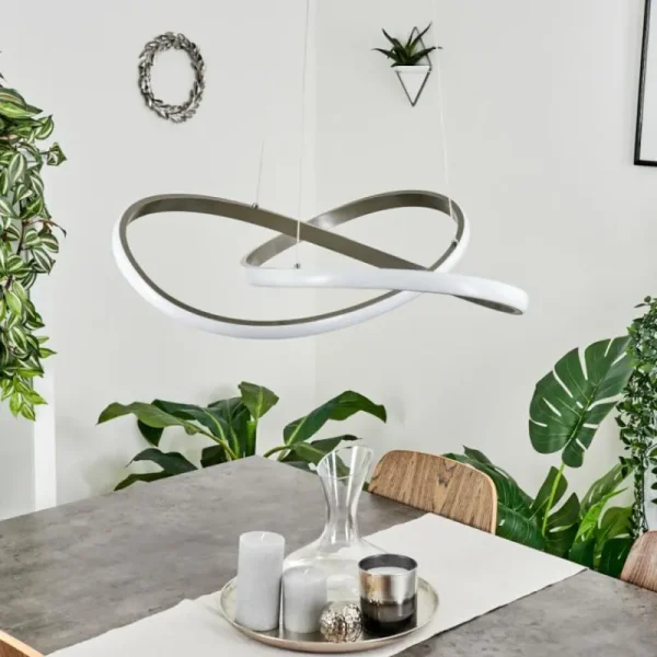 hofstein Suspension Pitasch LED Nickel mat, 1 lumière* Lampes Modernes