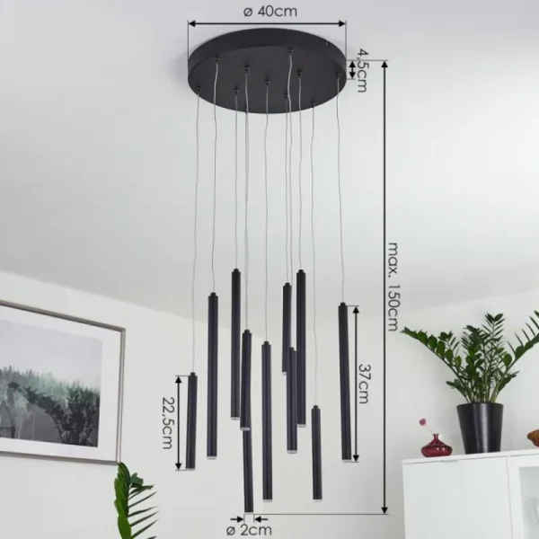 hofstein Suspension Porquera LED Noir, 11 lumières* Lampes Modernes