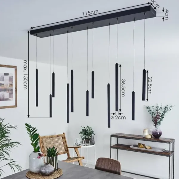 hofstein Suspension Porquera LED Noir, 11 lumières* Lampes Modernes