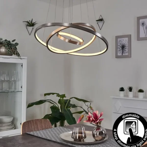 hofstein Suspension Preci LED Nickel mat, 1 lumière* Lampes Modernes