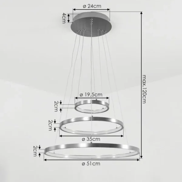 hofstein Suspension Preci LED Nickel mat, 1 lumière* Lampes Modernes
