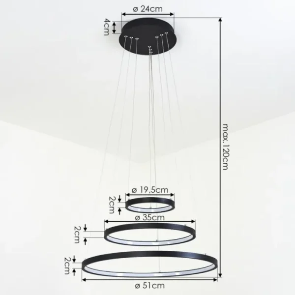 hofstein Suspension Preci LED Noir, 1 lumière* Lampes Modernes