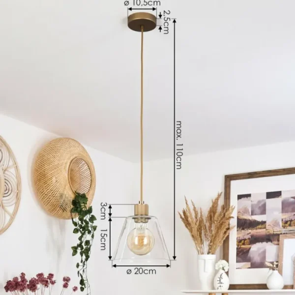 hofstein Suspension Puestito Laiton, 1 lumière* Lampes En Verre