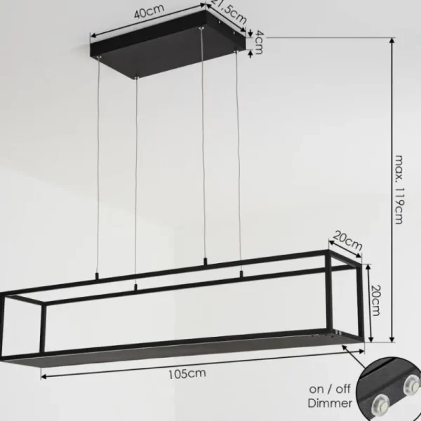 hofstein Suspension Ranquile LED Noir, 4 lumières* Lampes Modernes