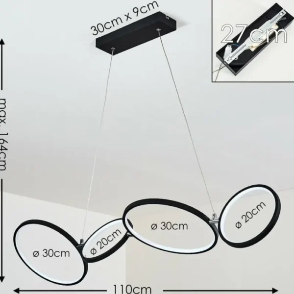 hofstein Suspension Rodekro LED Noir, 1 lumière* Lampes Modernes