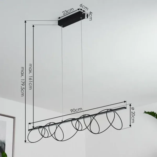hofstein Suspension Saba LED Noir, 1 lumière* Lampes Modernes