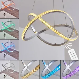 hofstein Suspension Saginaw LED Nickel mat, 1 lumière, Télécommandes, Changeur de couleurs* Lampes Modernes