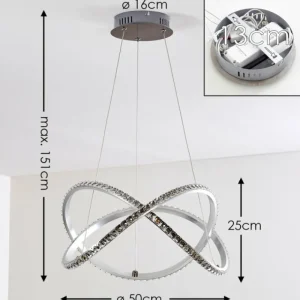 hofstein Suspension Saginaw LED Nickel mat, 1 lumière, Télécommandes, Changeur de couleurs* Lampes Modernes