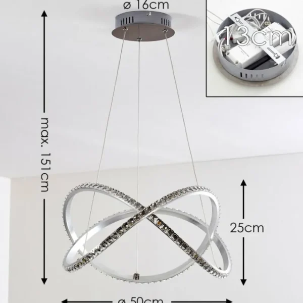 hofstein Suspension Saginaw LED Nickel mat, 1 lumière, Télécommandes, Changeur de couleurs* Lampes Modernes