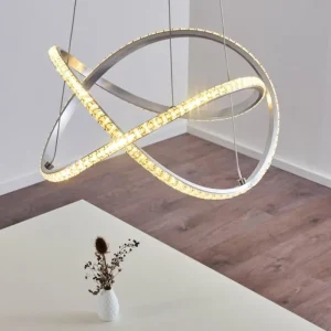 hofstein Suspension Saginaw LED Nickel mat, 1 lumière, Télécommandes, Changeur de couleurs* Lampes Modernes