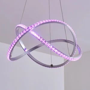 hofstein Suspension Saginaw LED Nickel mat, 1 lumière, Télécommandes, Changeur de couleurs* Lampes Modernes