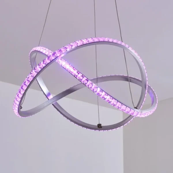 hofstein Suspension Saginaw LED Nickel mat, 1 lumière, Télécommandes, Changeur de couleurs* Lampes Modernes