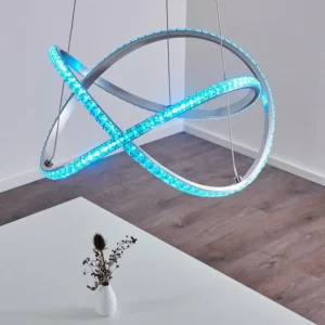 hofstein Suspension Saginaw LED Nickel mat, 1 lumière, Télécommandes, Changeur de couleurs* Lampes Modernes