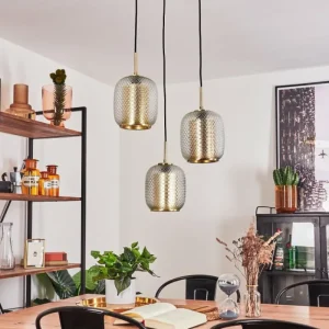 hofstein Suspension Scone Or, Laiton, 3 lumières* Lampes En Verre