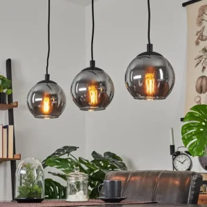 hofstein Suspension Sernf Noir, 3 lumières* Lampes Modernes