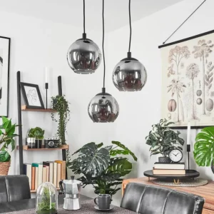 hofstein Suspension Sernf Noir, 3 lumières* Lampes Modernes