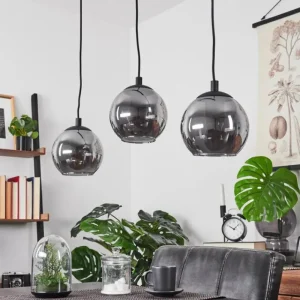 hofstein Suspension Sernf Noir, 3 lumières* Lampes Modernes