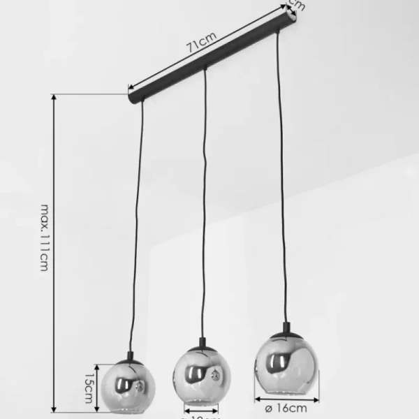hofstein Suspension Sernf Noir, 3 lumières* Lampes Modernes