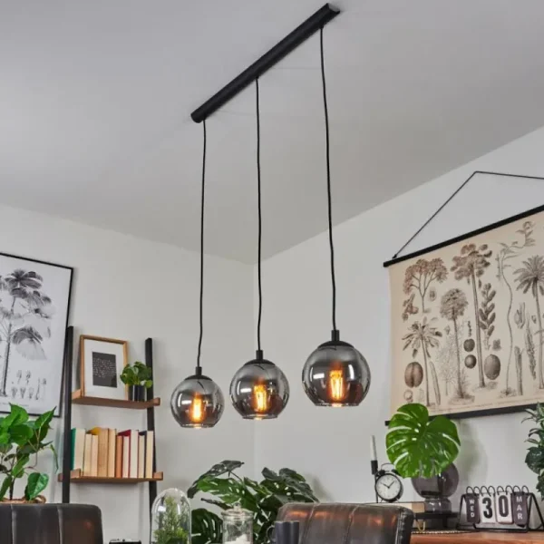 hofstein Suspension Sernf Noir, 3 lumières* Lampes Modernes