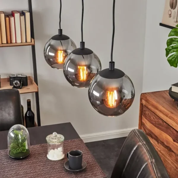 hofstein Suspension Sernf Noir, 3 lumières* Lampes Modernes
