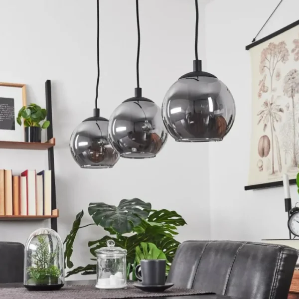 hofstein Suspension Sernf Noir, 3 lumières* Lampes Modernes