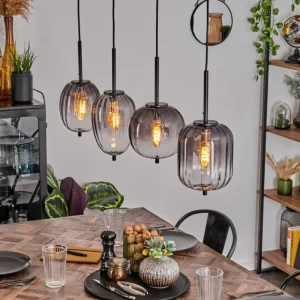 hofstein Suspension Skiatook Noir, 4 lumières* Lampes Modernes