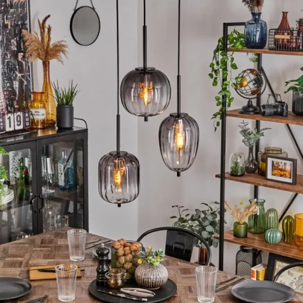 hofstein Suspension Skiatook Noir, 3 lumières* Lampes Modernes